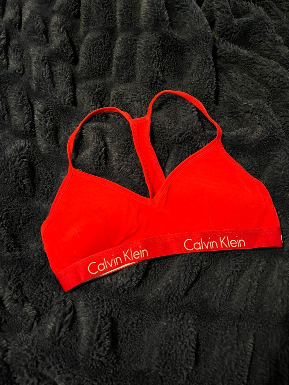 Calvin Klein Vibrant Red Logo Racerback Bralette